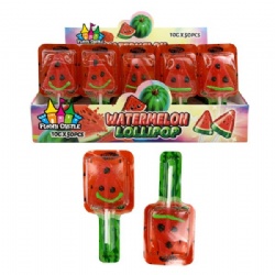 Watermelon shaped gummy lollipop